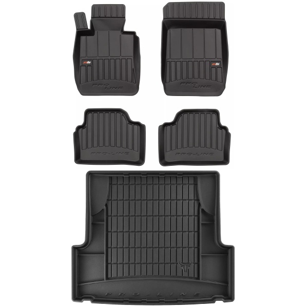 Set Covorase Auto Cauciuc Negro Bmw Seria 3 E91 2004-2012 Pro Line Tip Tavita 3D 3D408678 + Tavita Portbagaj Negro Bmw Seria 3 E91 2004-2012 Combi TM548287